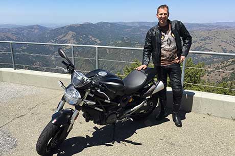 photo of Brian J. Sherman with his 2012 Ducati Monster at Lict Observatory, San Jose, CA