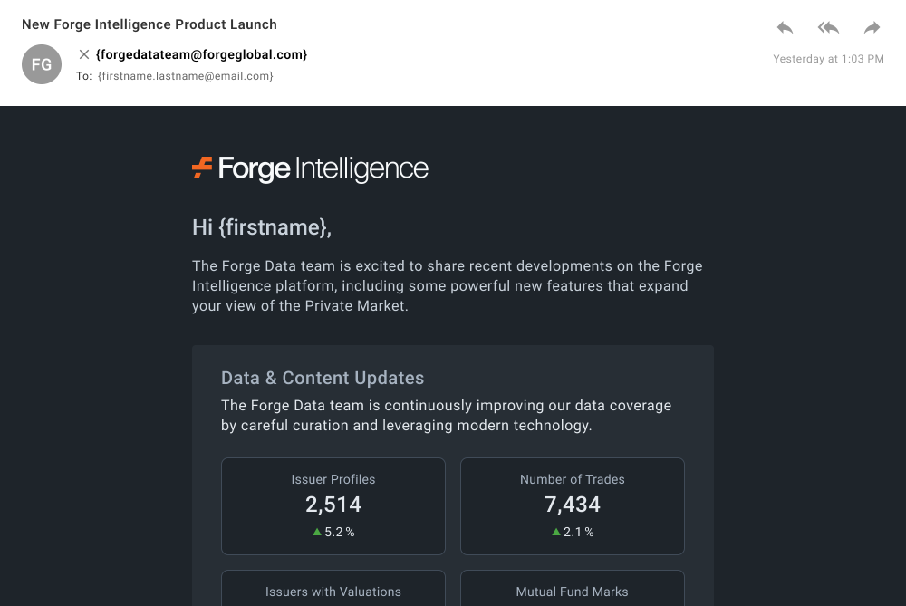 image of 'Product Update' email template