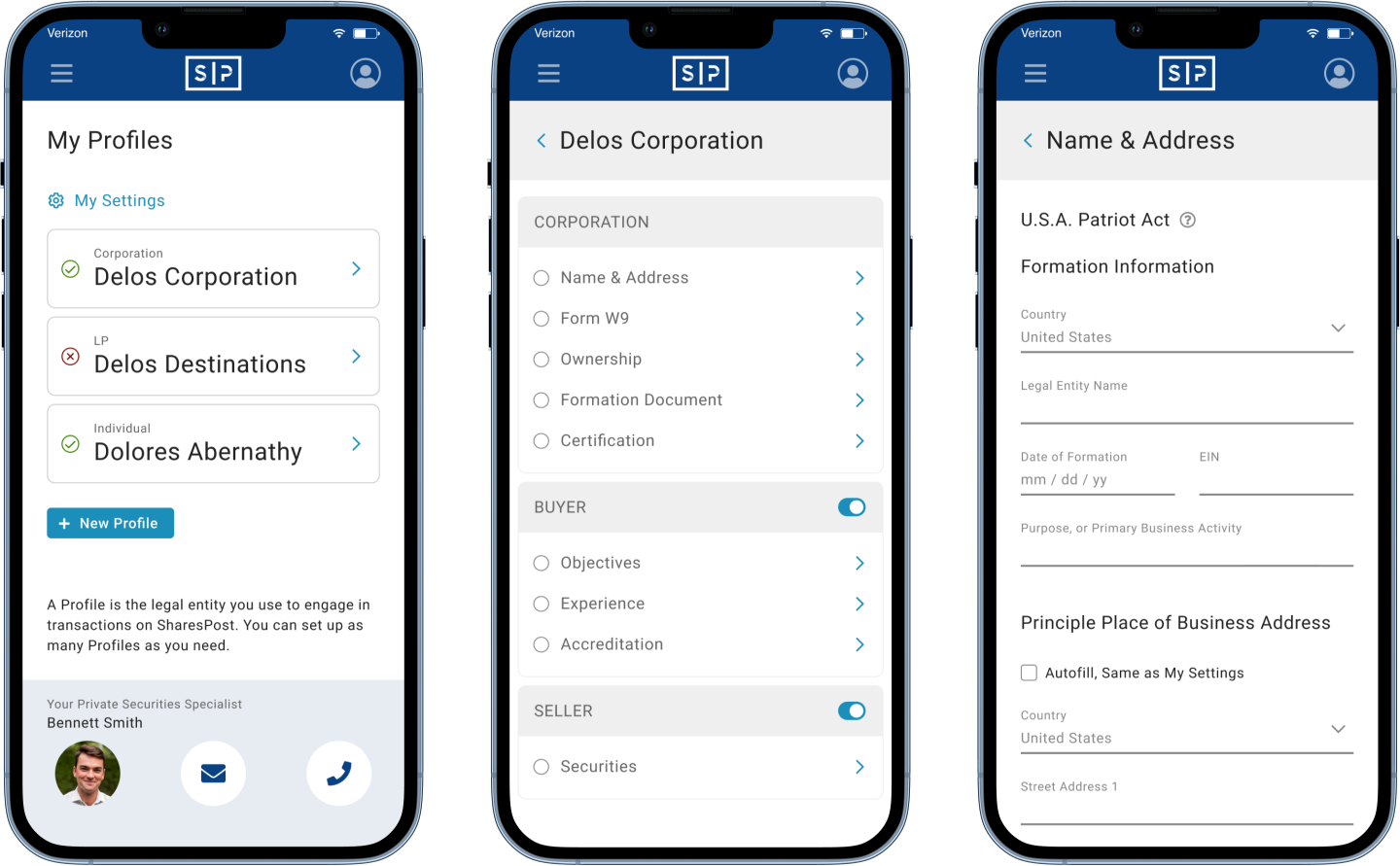 image of Three key screens, mobile break point