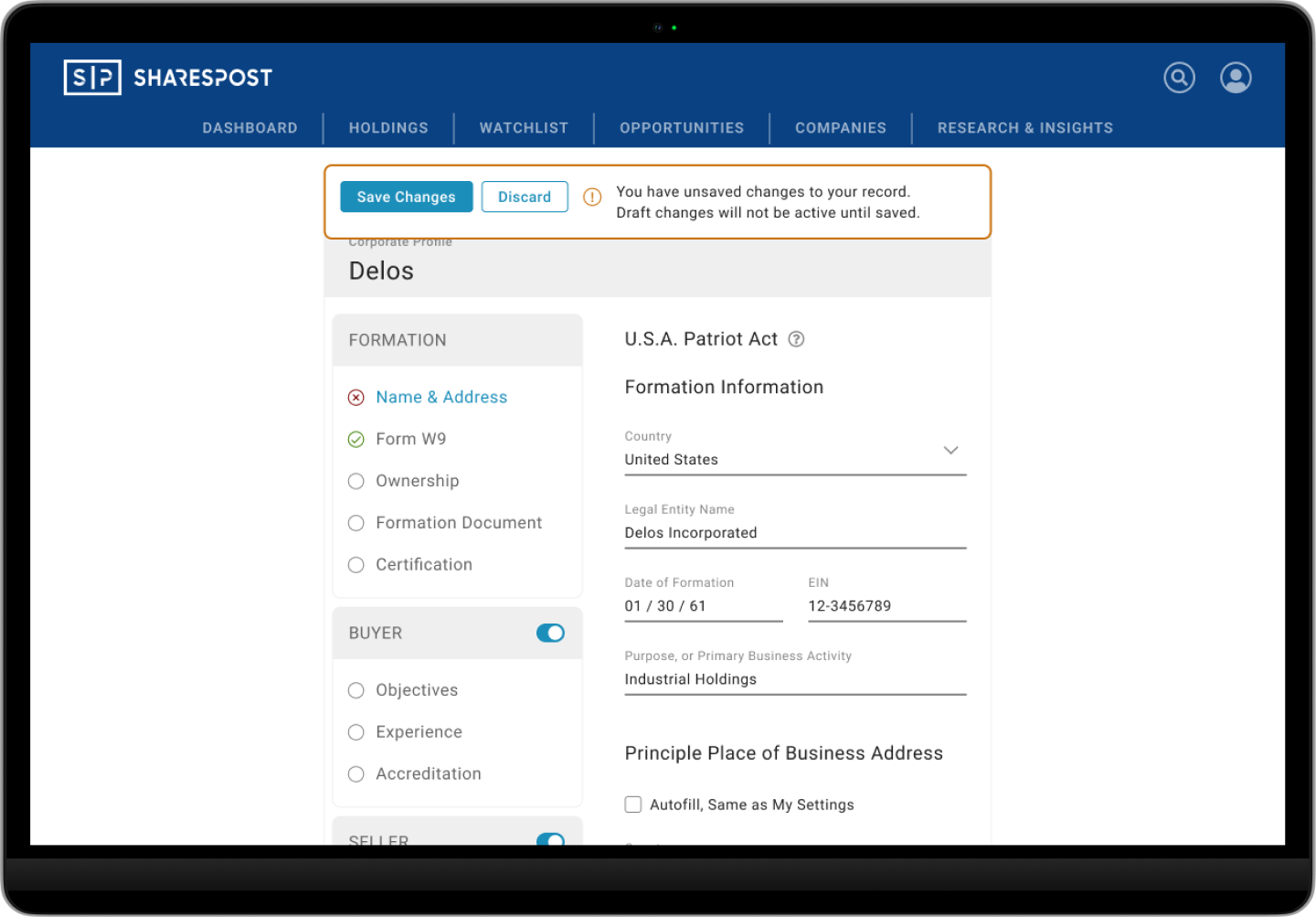 image of Name and Address screen mockup