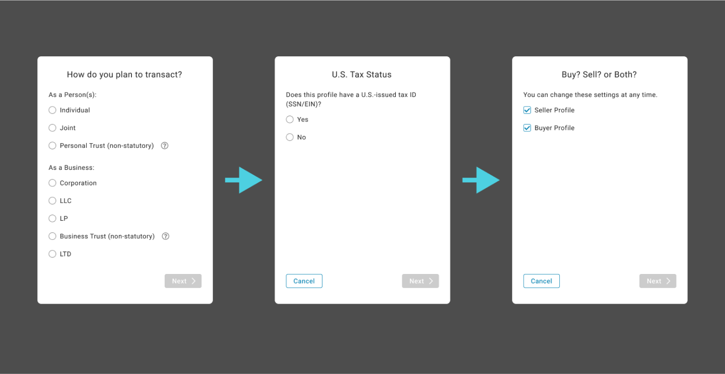 image of three 'Configuration' popup panels