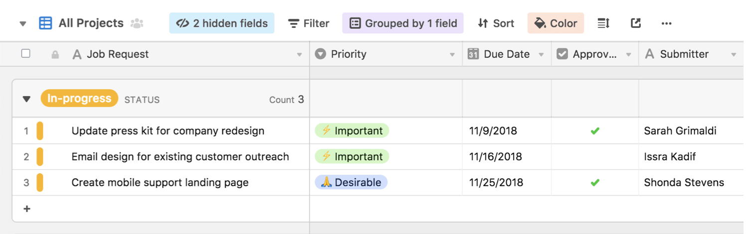 screen image of Airtable.com UI