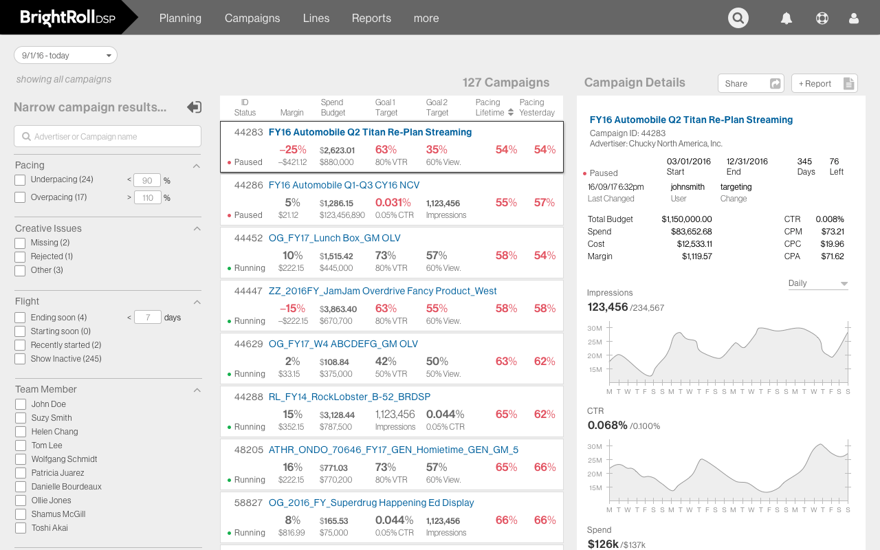 image of DSP Dashboard wireframe