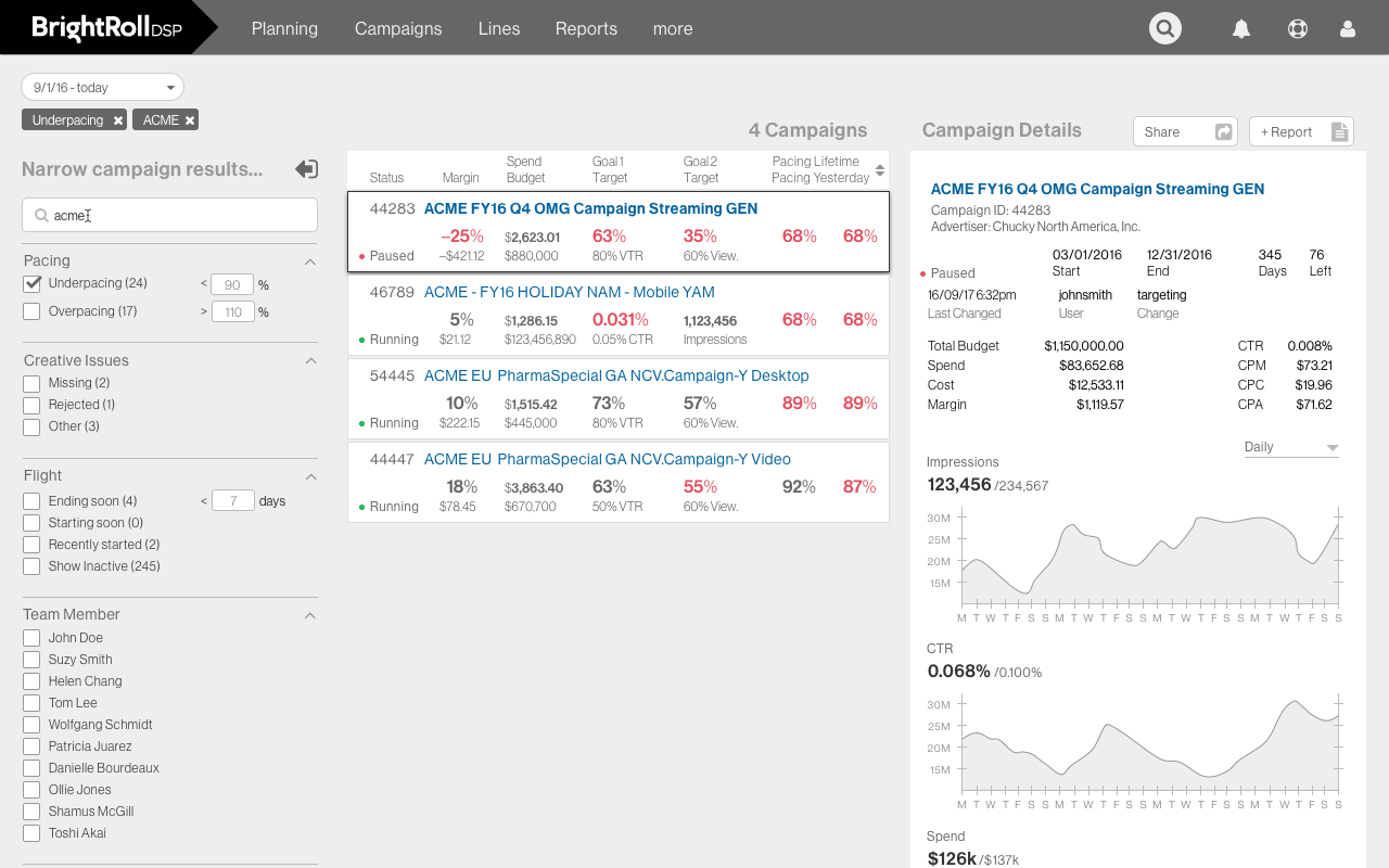 image of DSP Dashboard wireframe